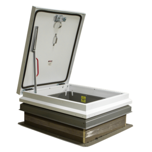 RHRM RetroMount Roof Hatch Dur-Red open left